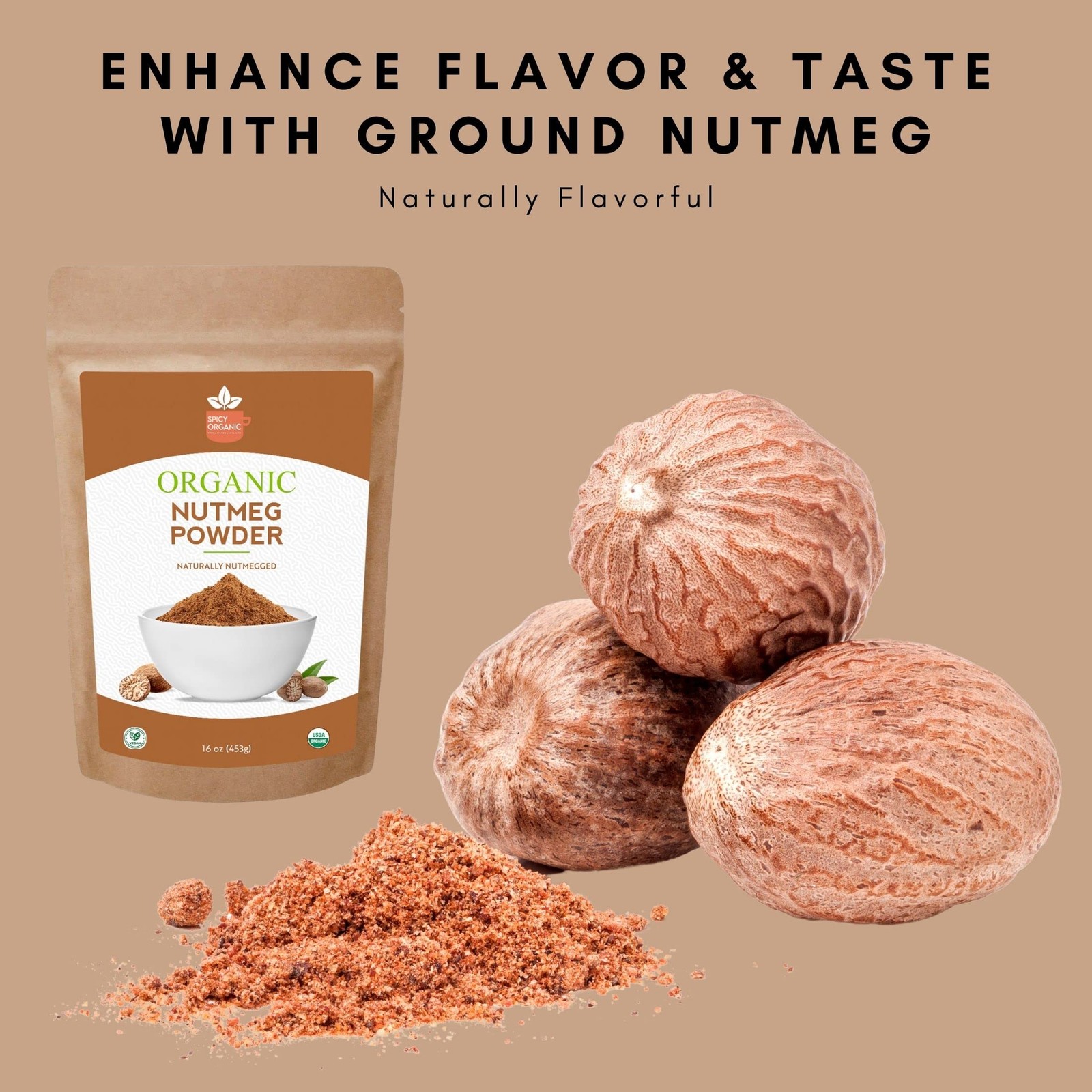 Ceylon Ground Nutmeg Powder – 16 oz (454g) Resealable Bag | USDA Organic, Non…