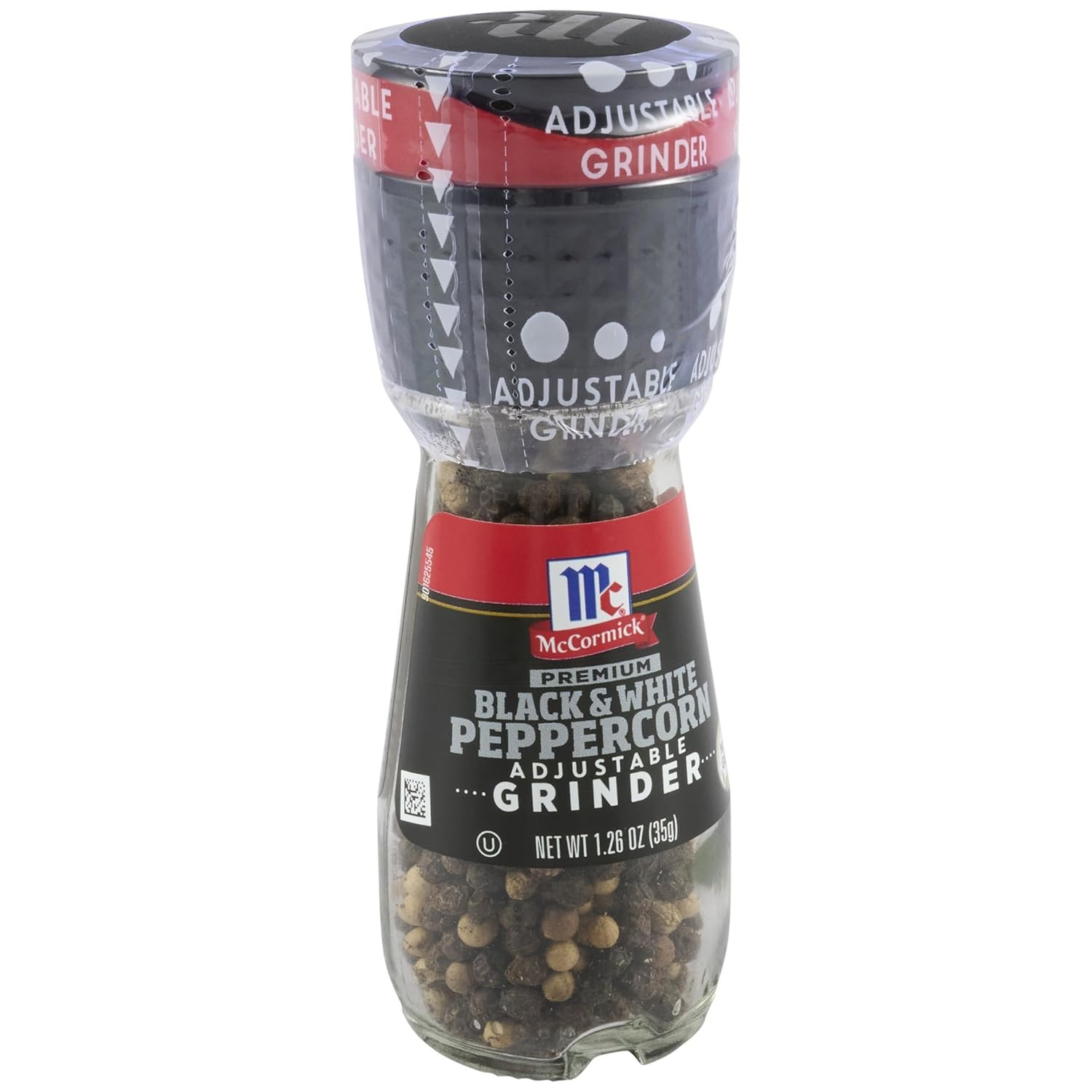 Premium Black & White Peppercorn Adjustable Grinder, 1.26 oz