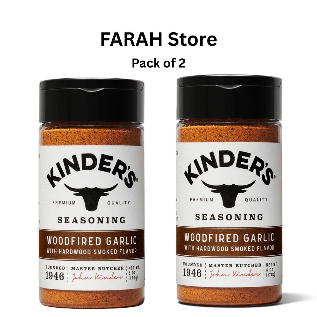 Kinder’s Woodfired Garlic Seasoning, Hardwood Smoked Flavor, Pack of 2, 6oz each