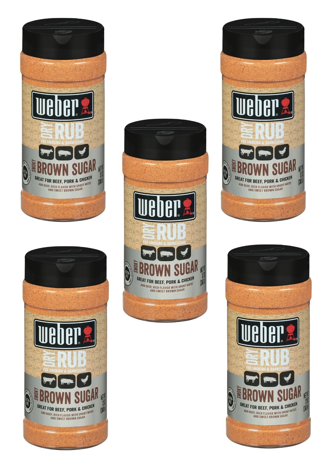 Weber Smoky Brown Sugar Dry Rub 5-Pack (12 oz ) Perfect for Beef, Pork & Chicken