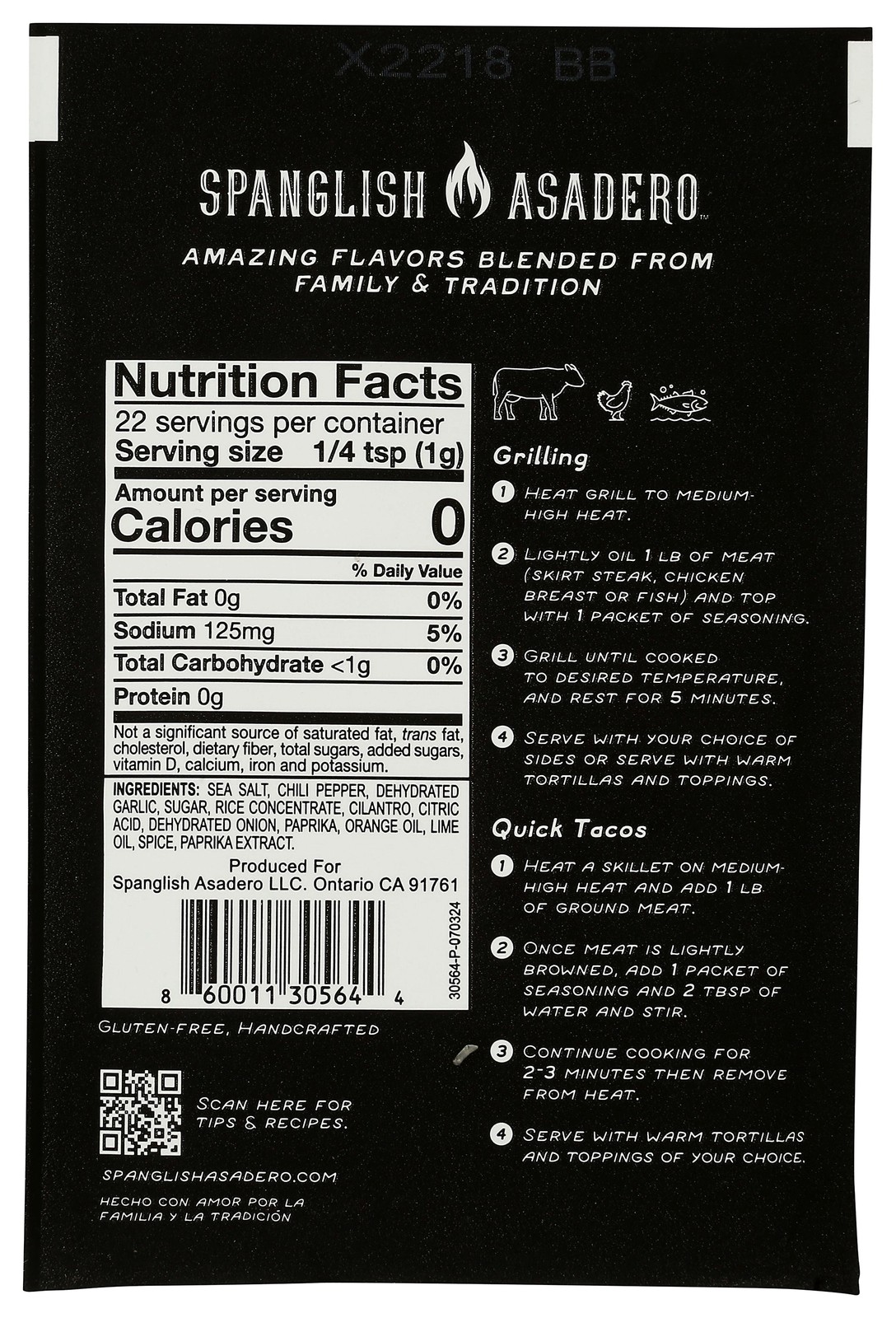 Carne Asada Spice Blend By Spanglish Asadero 0.8 Oz Seasoning 15 Pack