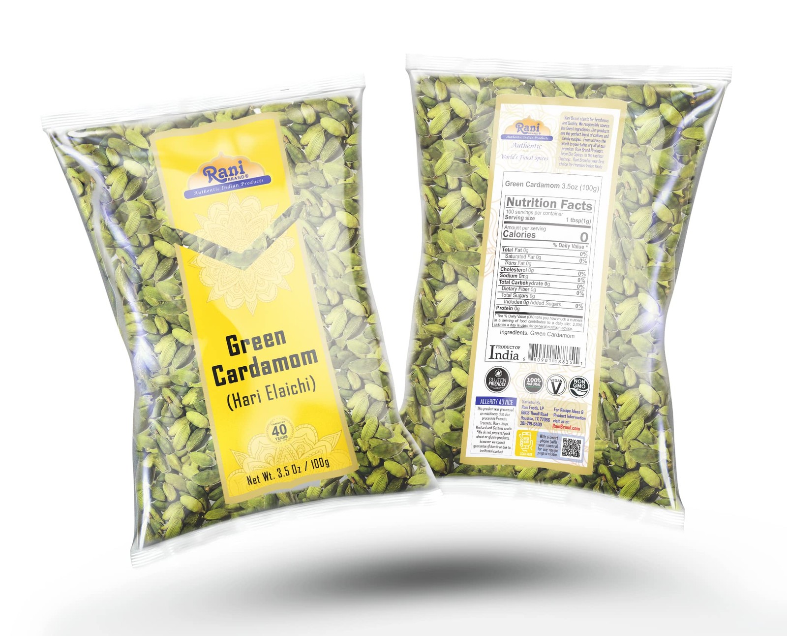 Rani Green Cardamom Pods Spice (Hari Elachi) 3.5oz 3.5 Ounce (Pack of 1)