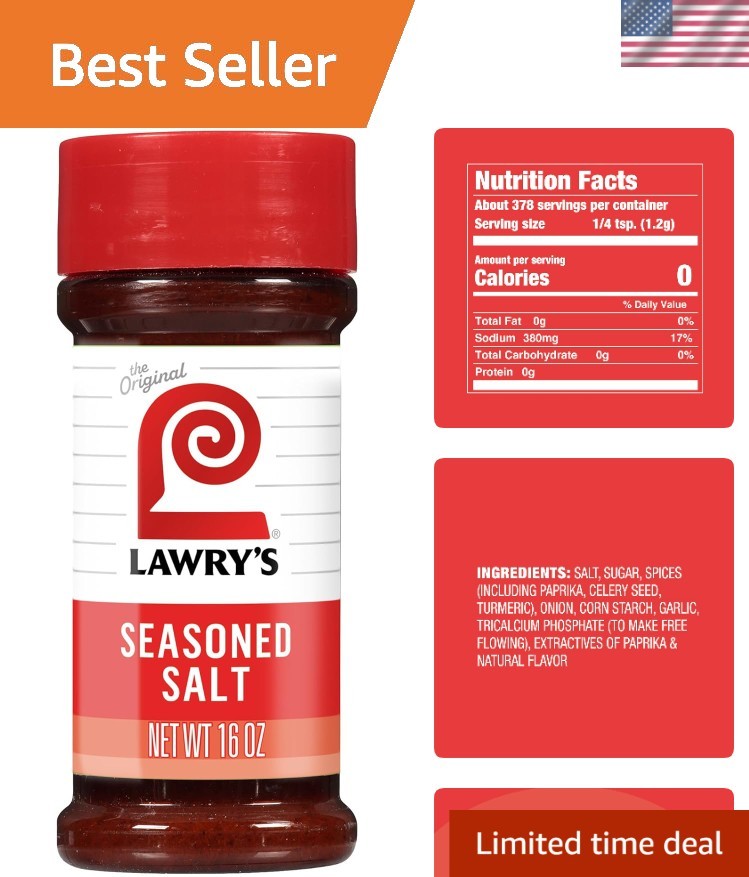 Convenient 16 oz Lawry’s Seasoned Salt – Bold Flavor for All Meats & Veggies