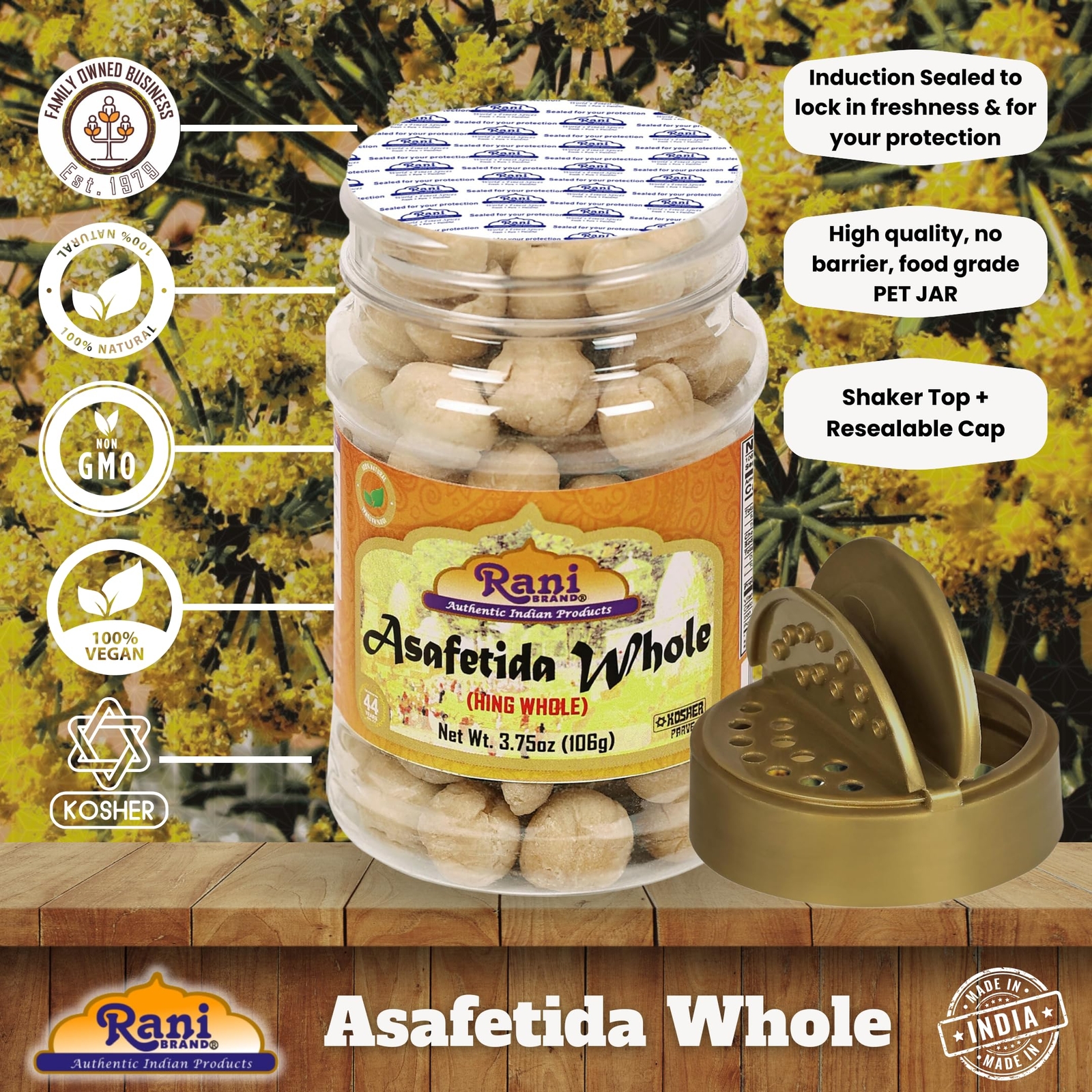 Rani Asafetida (Hing) Whole 3.75oz (106g) PET Jar