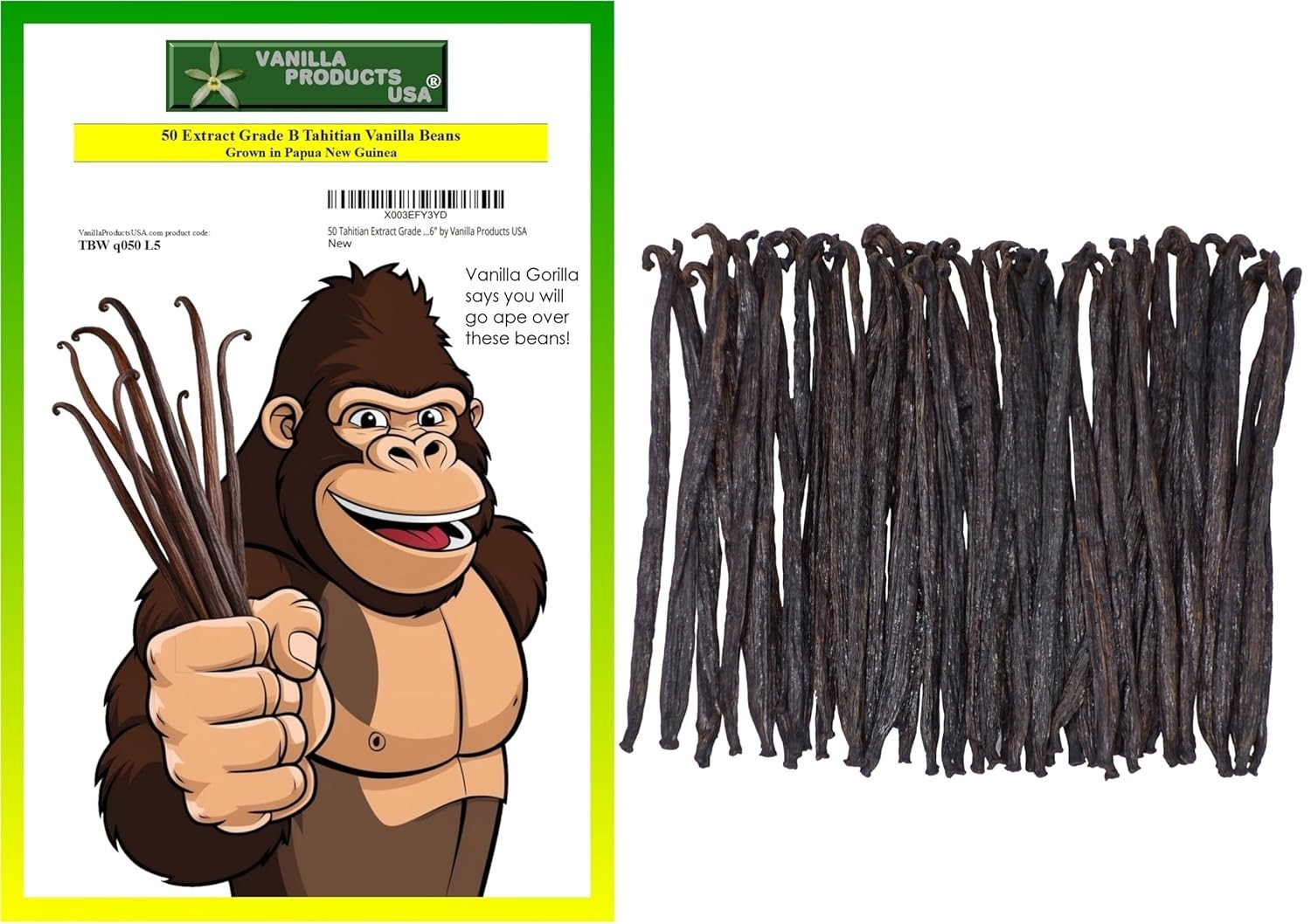 Gourmet Quality Grade B Tahitian Vanilla Beans 50 Pieces (5-6”) – Sweet & Floral