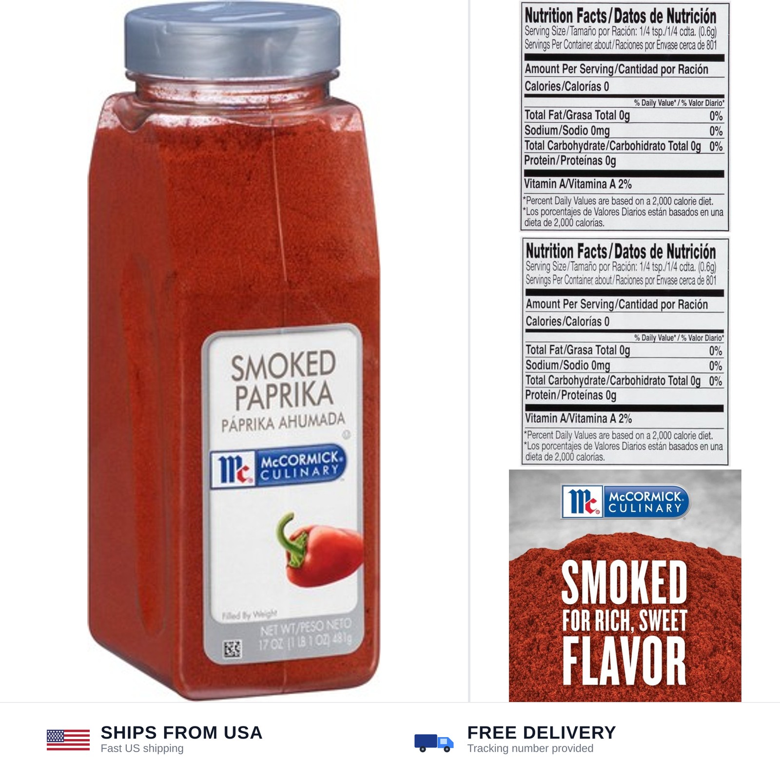 McCormick Culinary Smoked Paprika, 17 oz – One 17 Ounce Container of Sweet an…