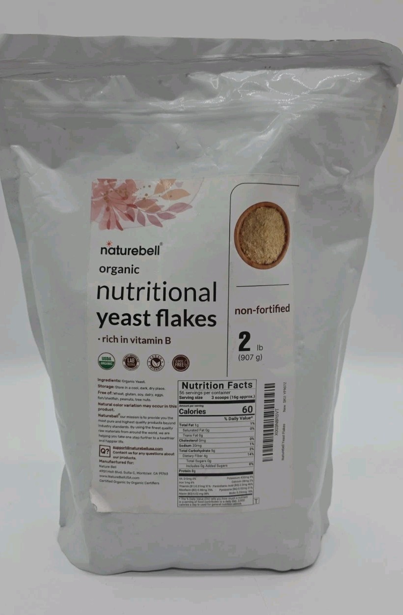 Organic Nutritional Yeast Flakes 2 lb Non Fortified Exp 10/26 Sealed