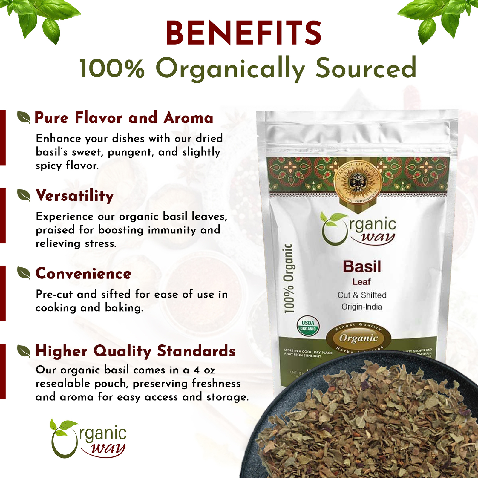 Basil leaf cut and sifted (4 Oz)