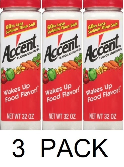 ACCENT Flavor Enhancer Wakes up Food Flavor 60% Less Sodium 32oz Bottle – 3 PACK