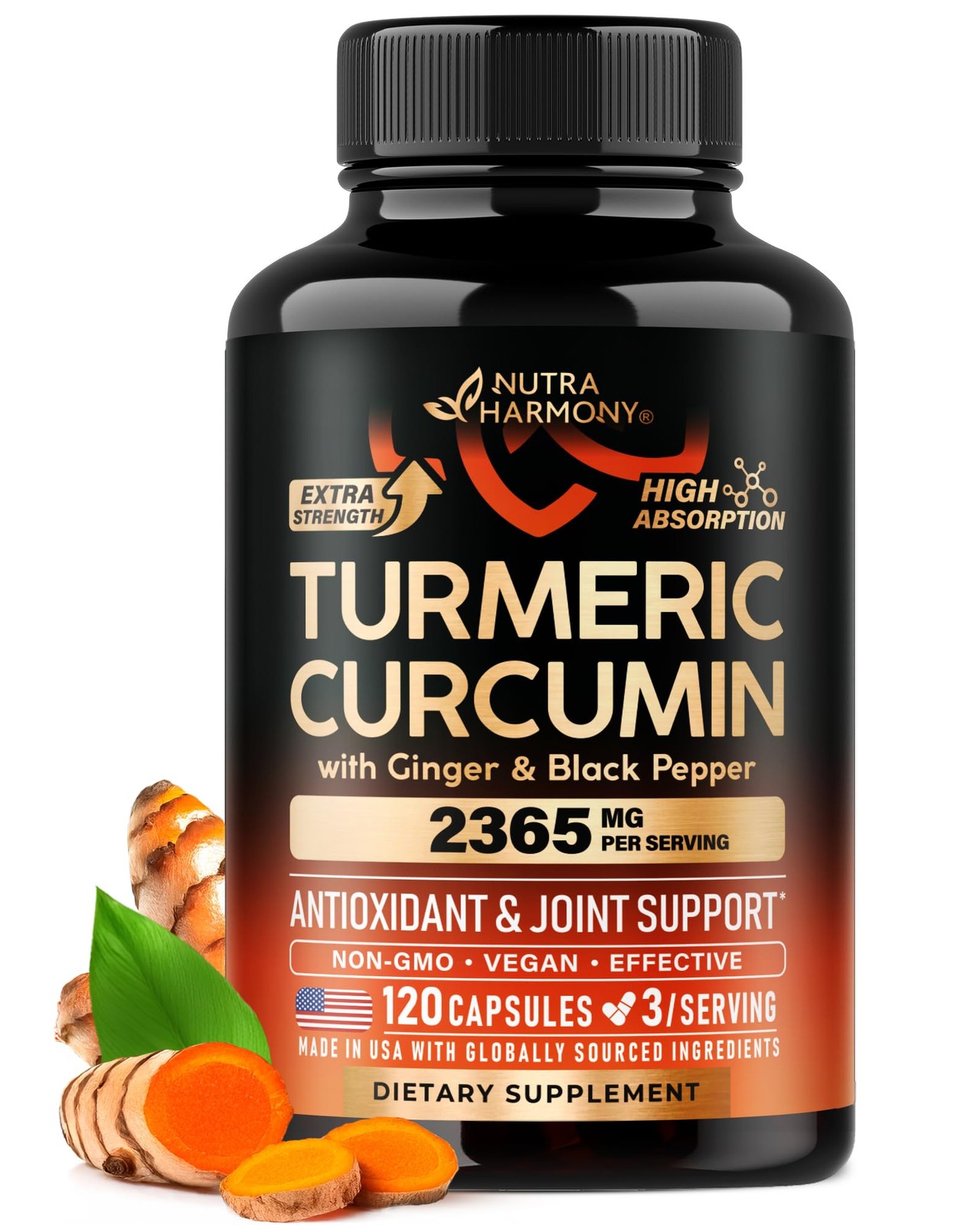 Turmeric Curcumin Supplement 2365 mg – with 120 Count (Pack of 1)