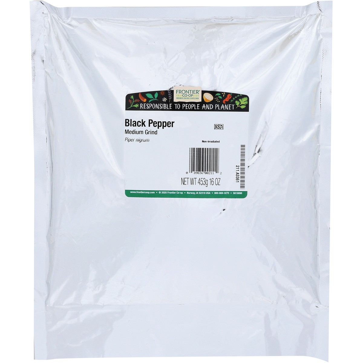 Frontier -Op Co-Op Medium Grind Black Pepper 16 Oz Bulk 1 Lb 1 Pack