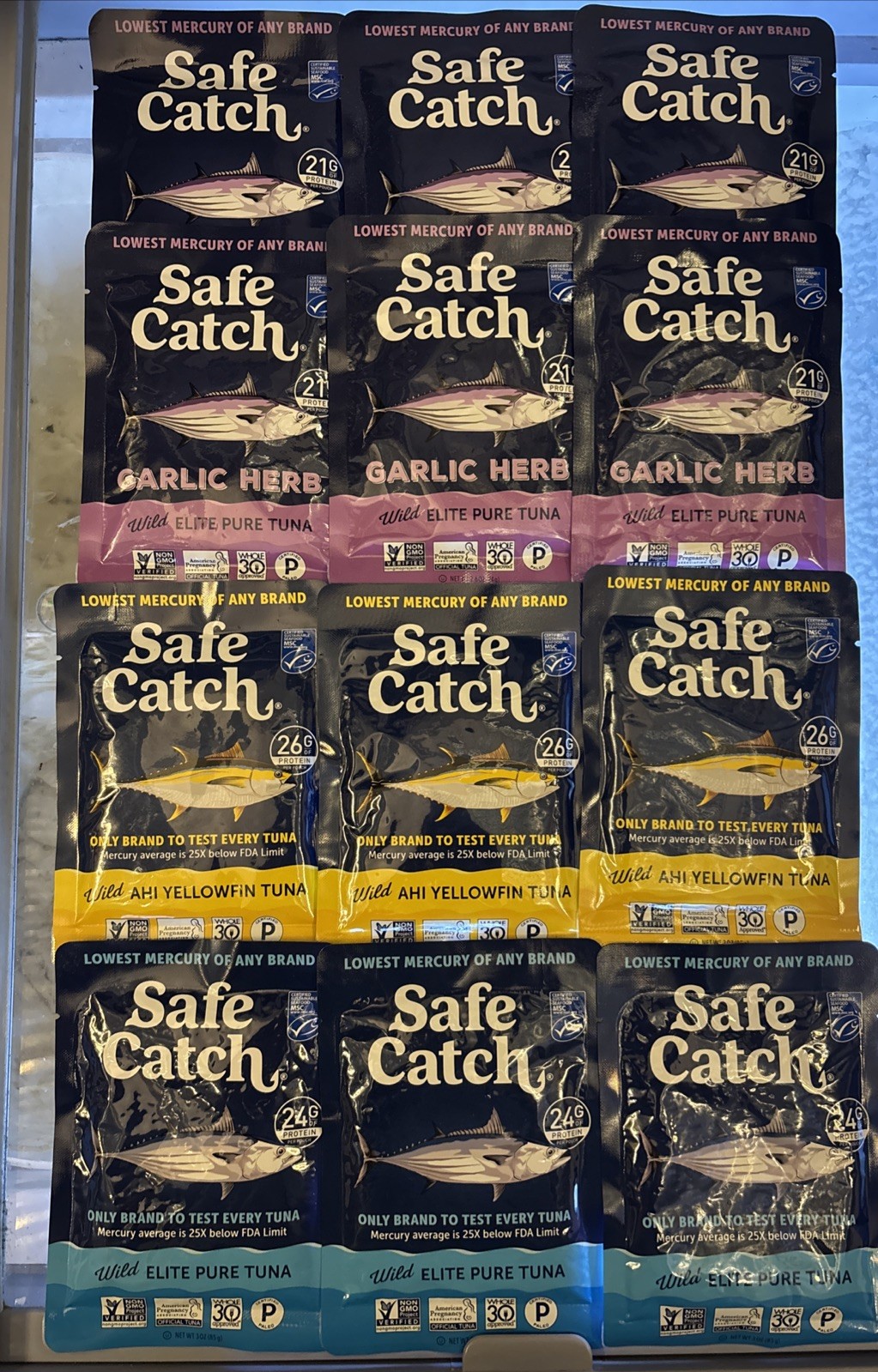 Safe Catch Garlic Herb Wild Tuna Pouch By Safe Catch 2.6 Oz 12 Pack Variety Set