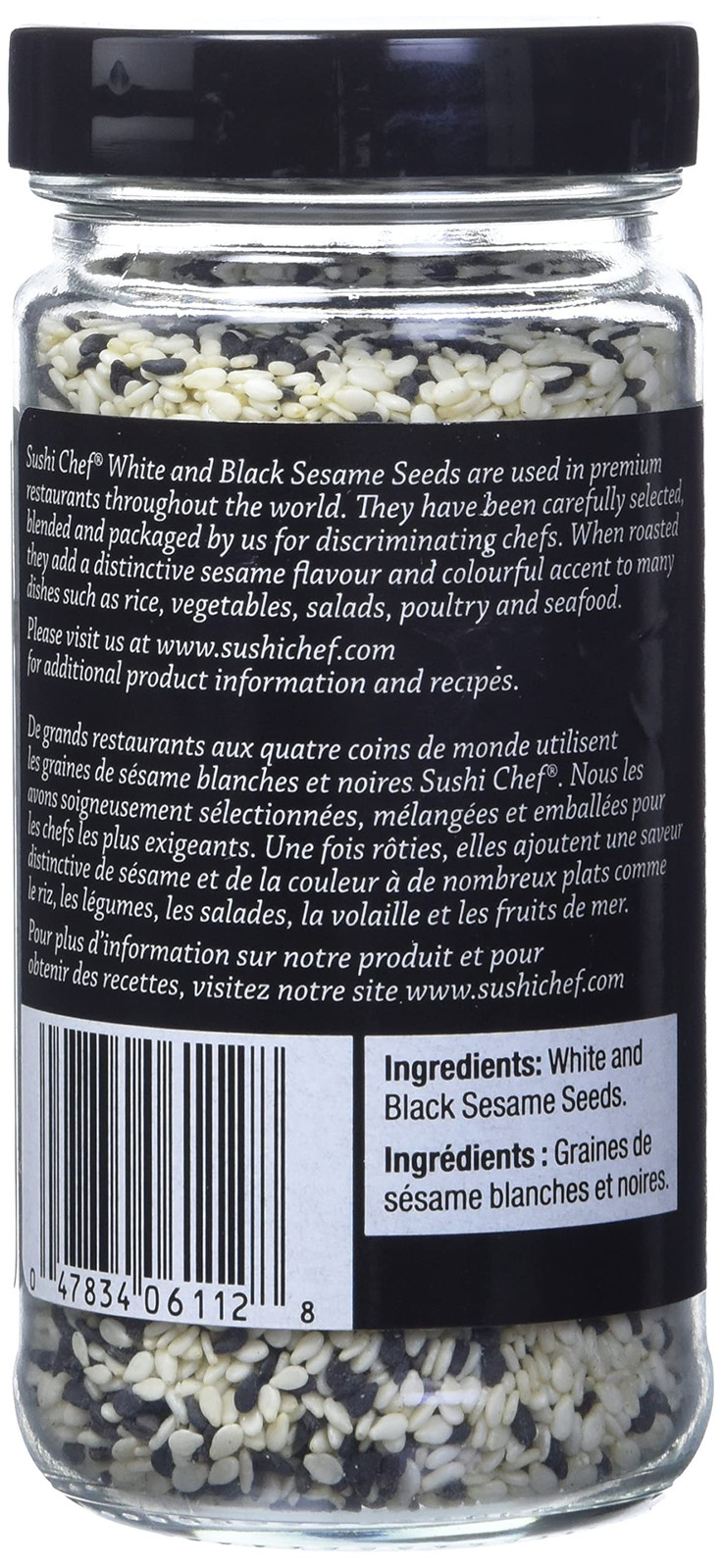 Sushi Chef Tuxedo Sesame Seeds 3.75 Ounce White Black Blend Premium Quality