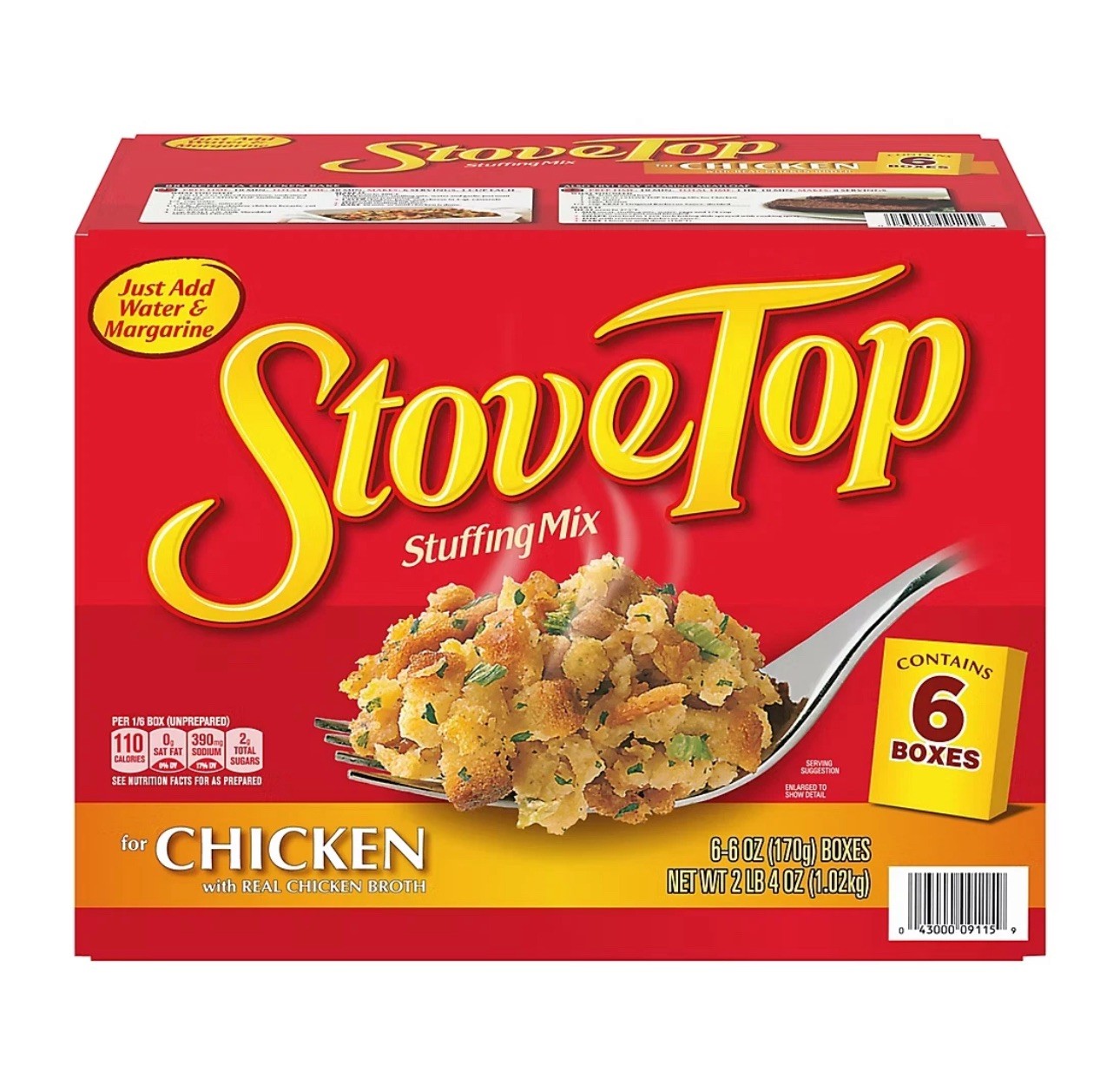 Stove Top Stuffing Mix for Chicken, 6 oz (6 Pack).