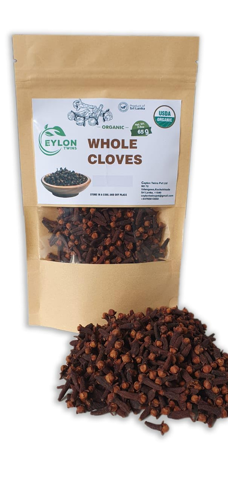 Organic Ceylon Cloves Whole 2.5 Oz USDA Organic Premium Grade Hand Picked Who…