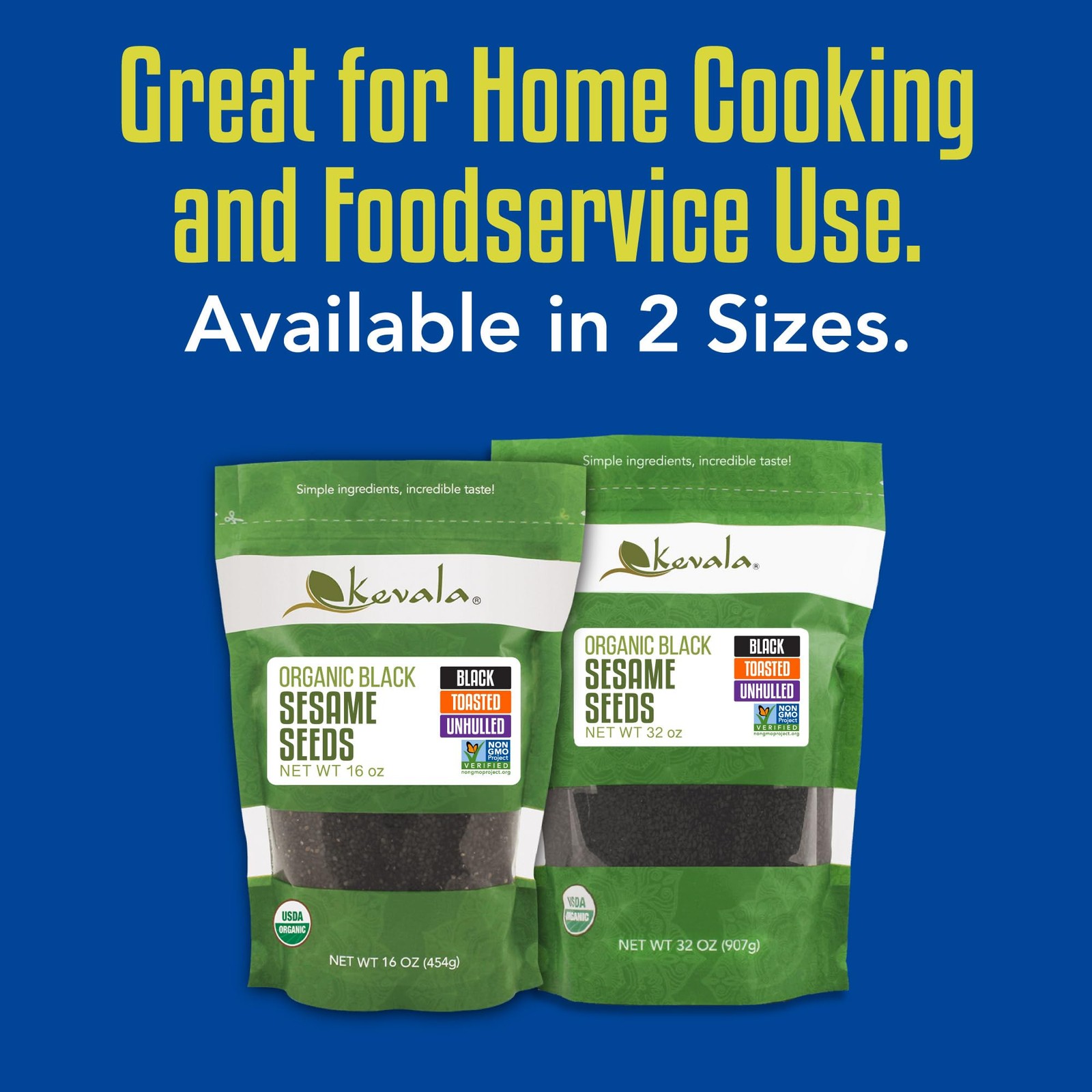 Kevala Organic Black Toasted Sesame Seeds 2 lb, 32 oz, Baking and Cooking