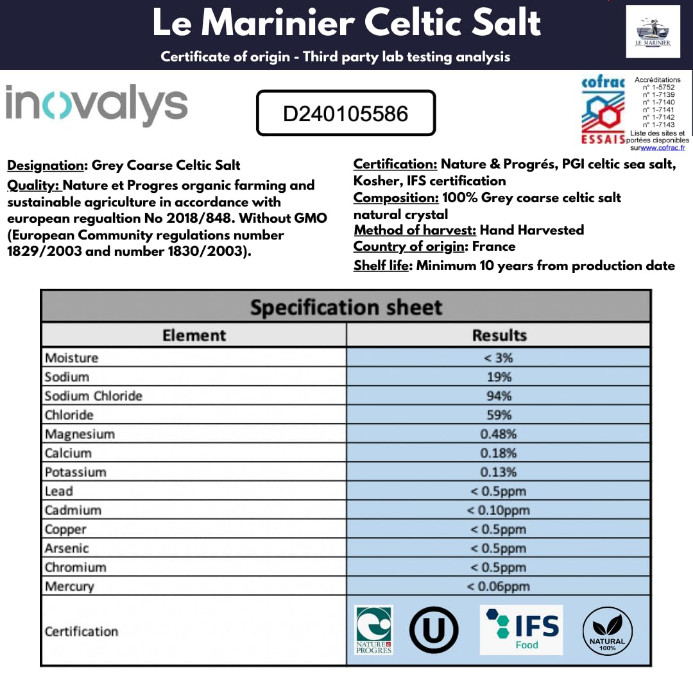 Light Grey Celtic Sea Salt Natural No Additives Hand Harvested Resealable Bag