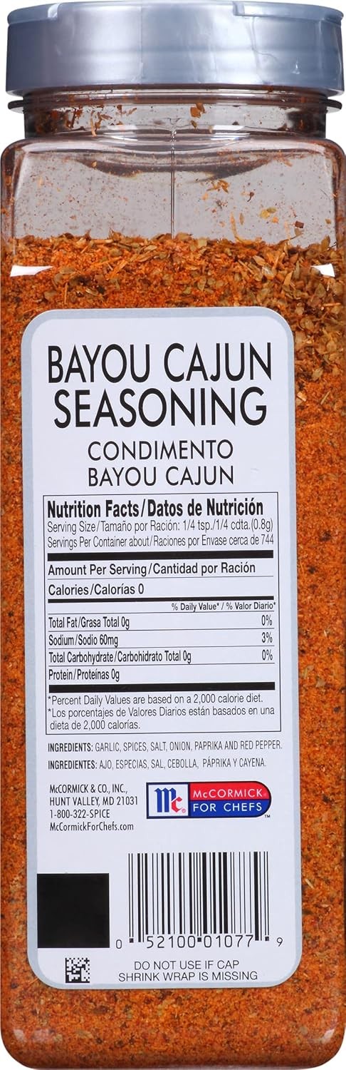 Bayou Cajun Seasoning 21 oz One 21 Ounce Container of Cajun Seasoning Made