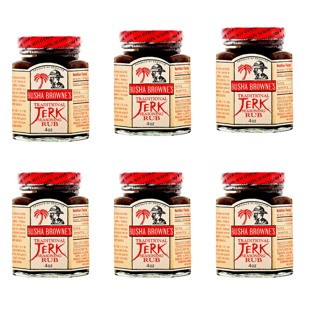 Busha Browne’s Traditional Jerk Seasoning Rub – Low Sodium – Pack of 6