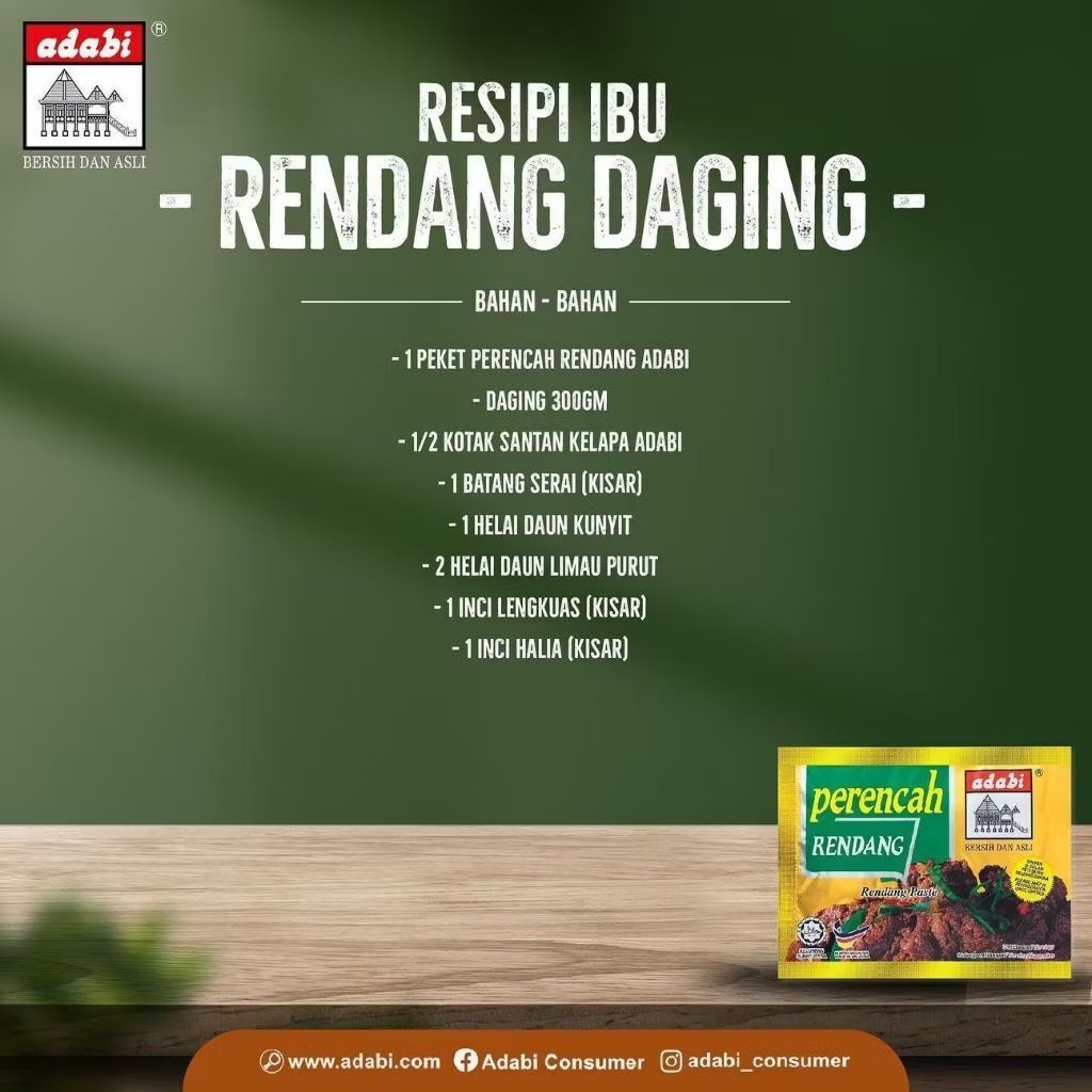 4 x Adabi Rendang Paste 120g – Authentic Malaysia Spicy Beef Chicken Stew /Halal