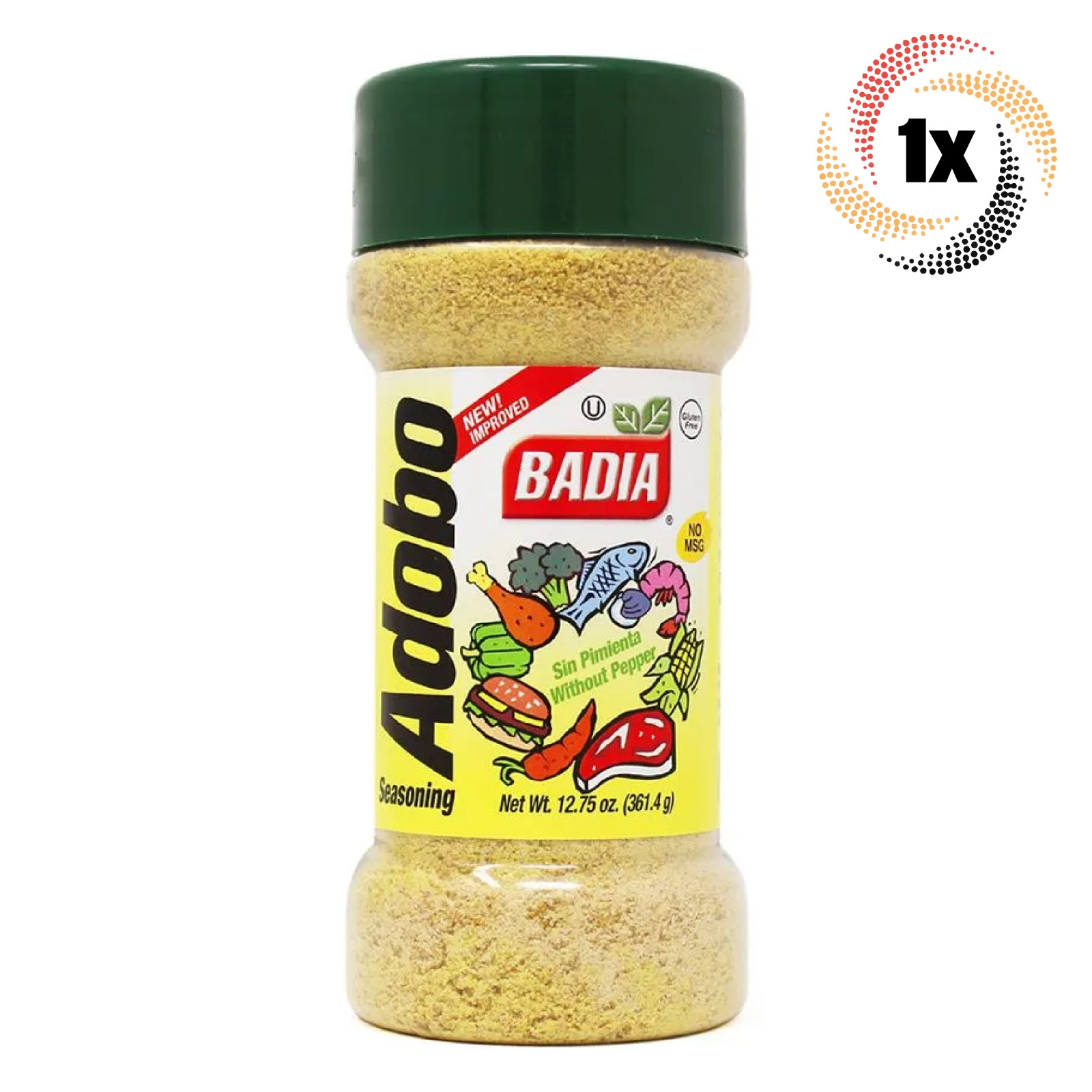 1x Shaker Badia Adobo Without Pepper Seasoning | 12.75oz | Gluten Free & No MSG