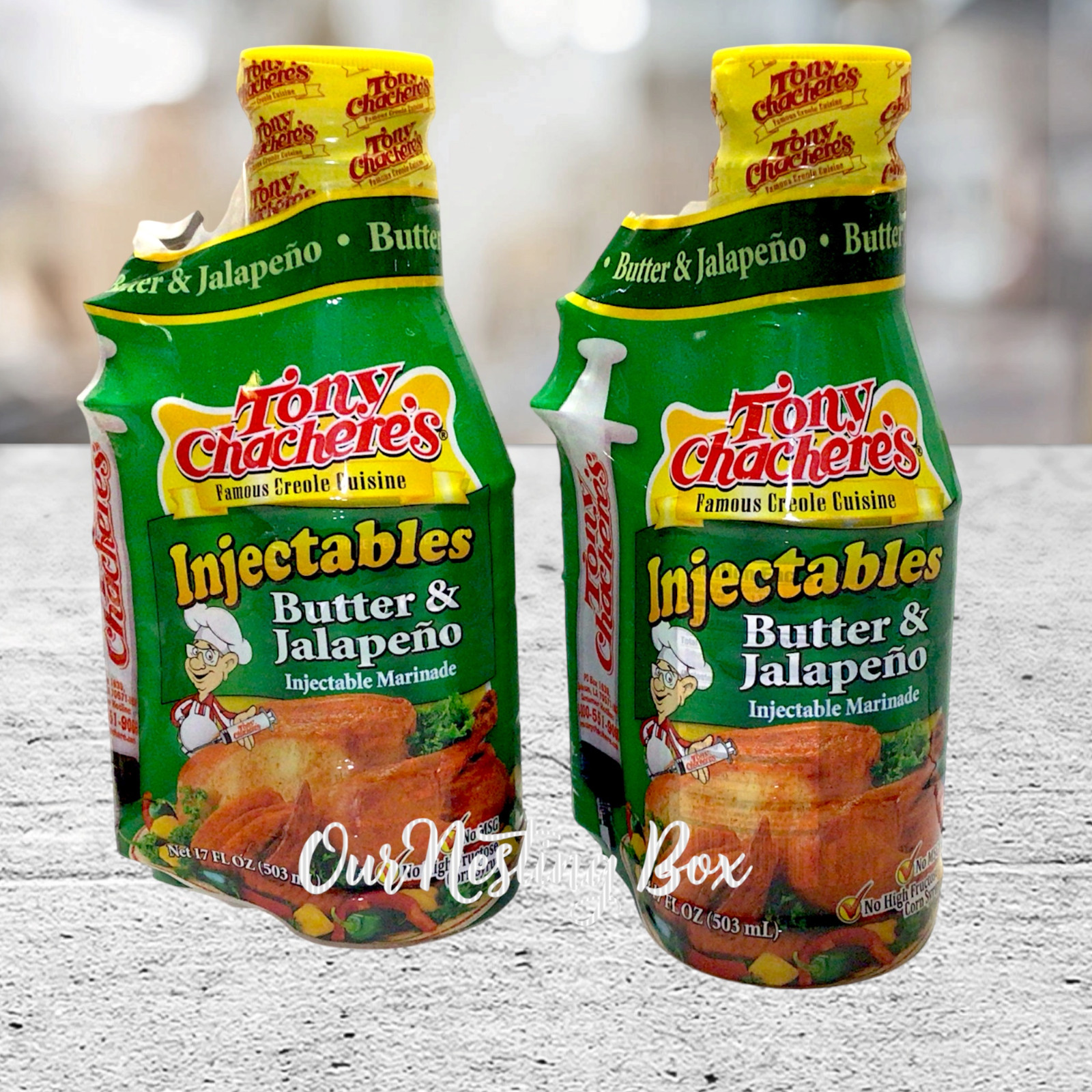 2 Tony Chachere’s Creole Injectable Butter & Jalapeno Marinade 17oz Each
