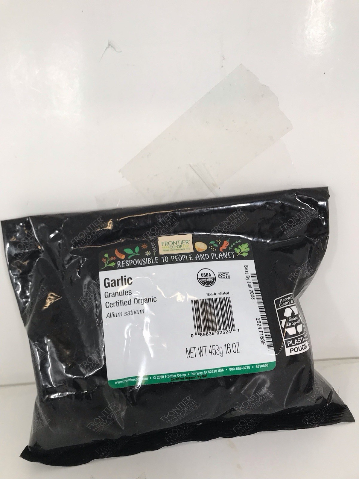 Frontier Co op Organic Garlic 16 Ounce Bulk Flavor Enhancer EXP June ‘28