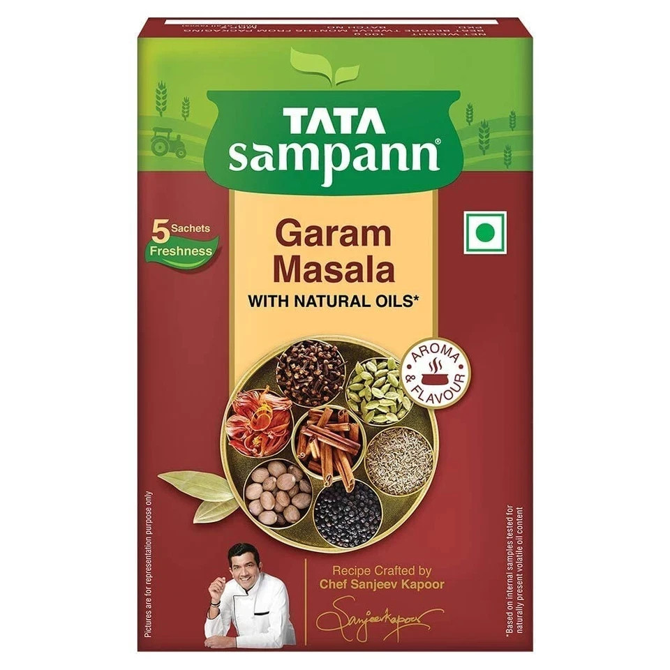 Tata Sampann Garam Masala with Natural Oils 100 grams 3.5 oz pack India Spice