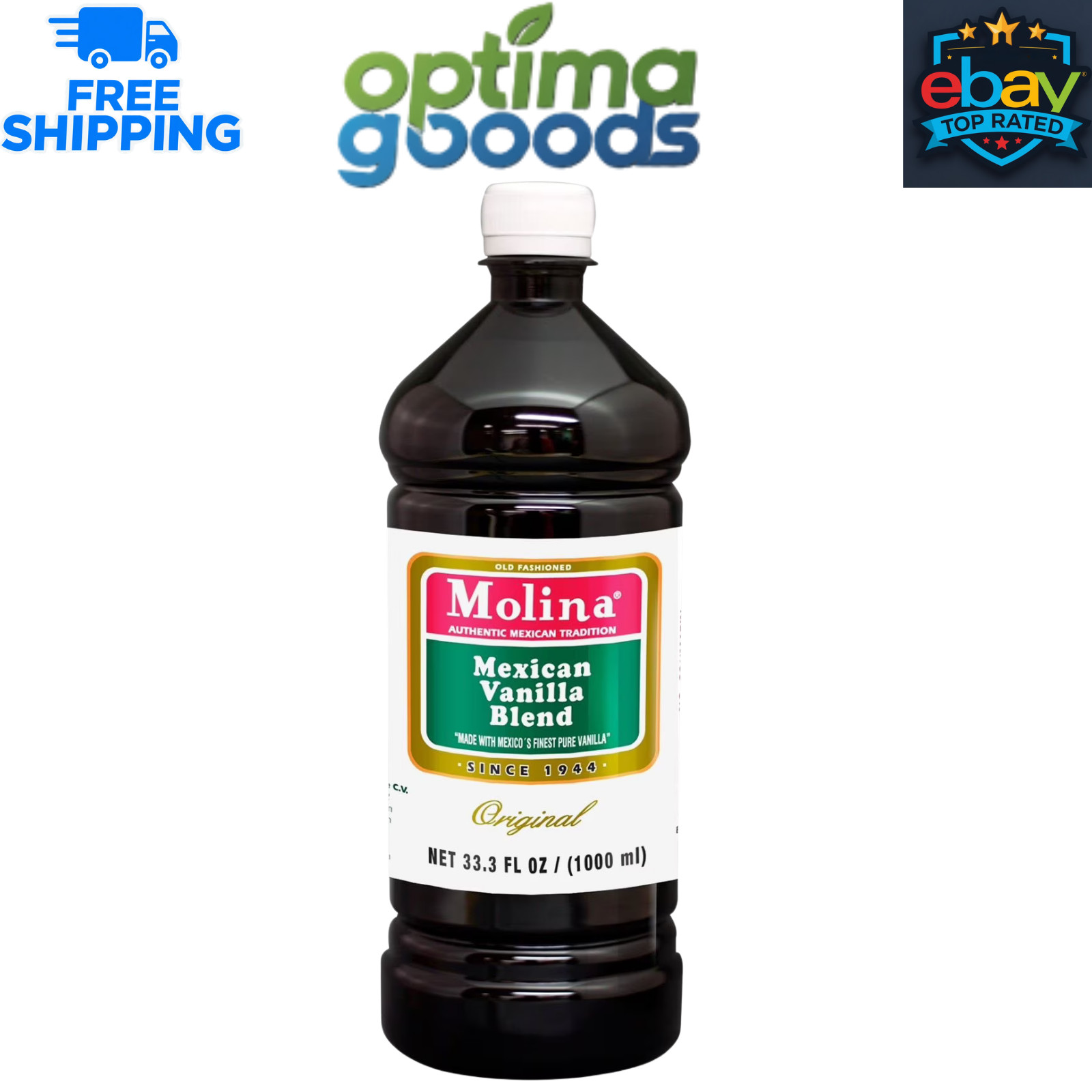 Molina Mexican Vanilla Blend, 33.3 fl. oz. – All Natural Kosher Baking Flavoring
