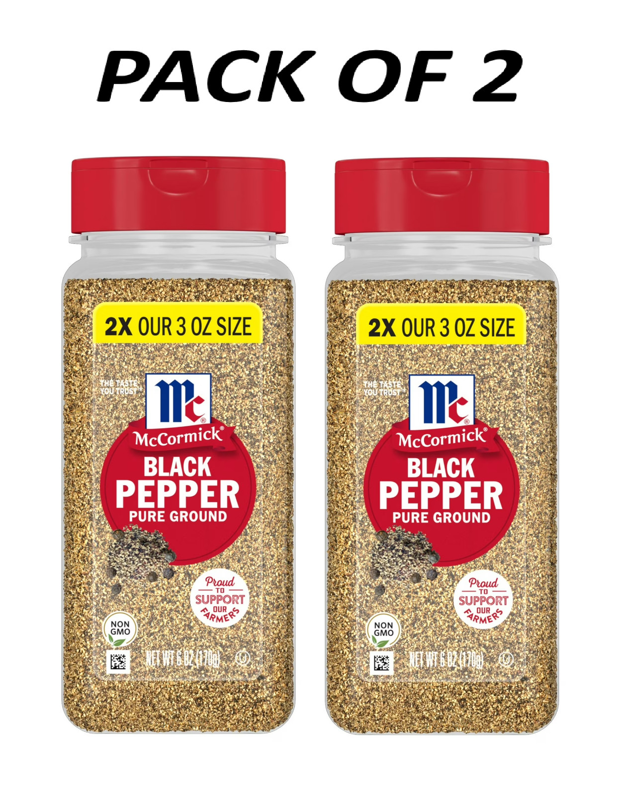 McCormick Pure Ground Black Pepper, 6 oz ( 2 Pack )