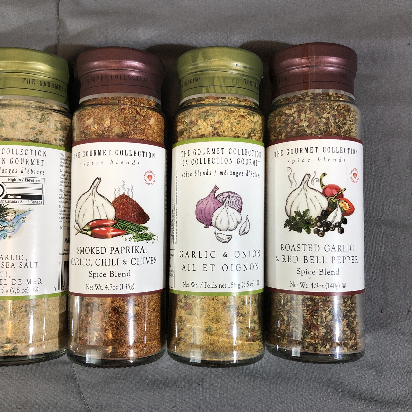 The Gourmet Collection 6 Spice Blend Glass Jars Seasoning ~ Set of 6 NEW