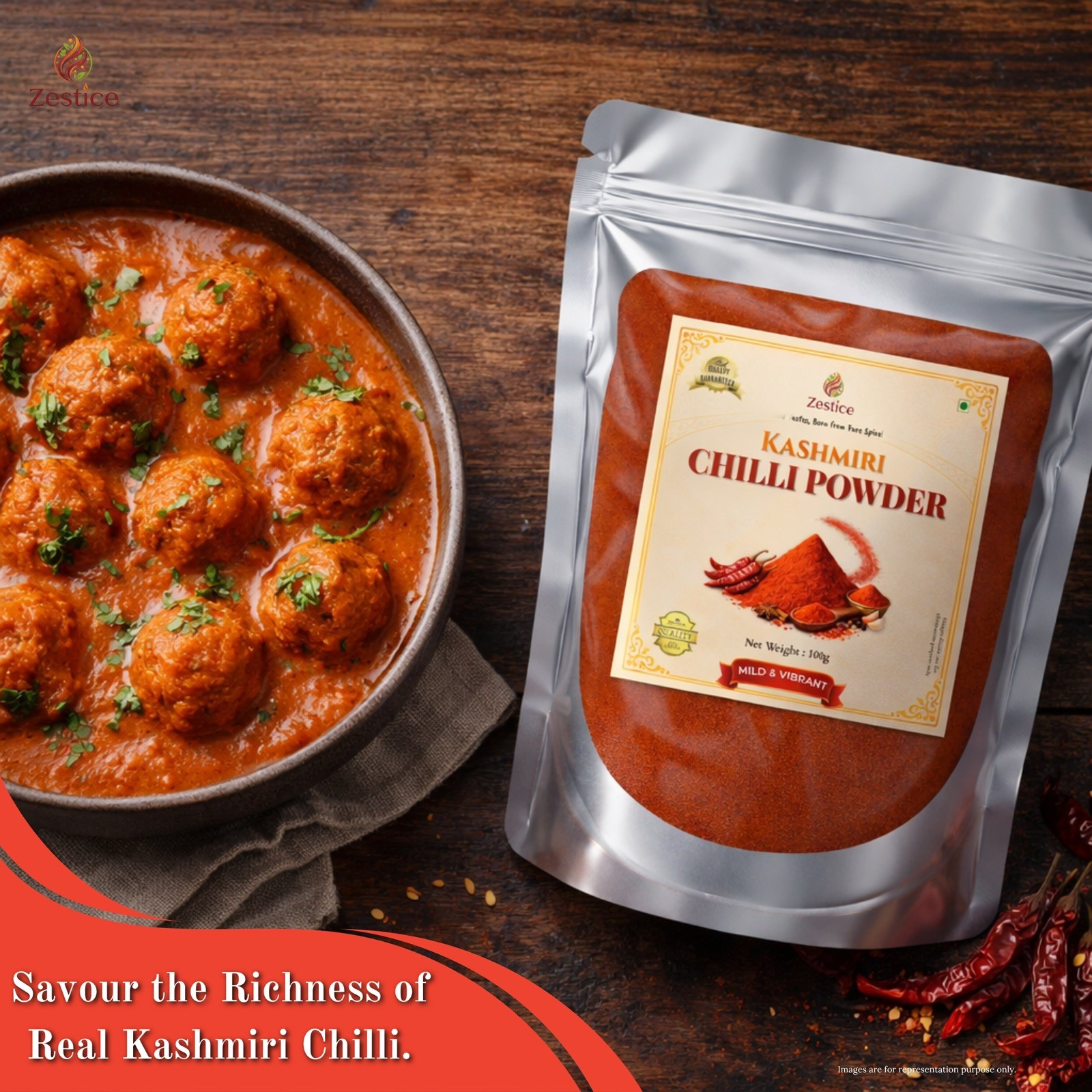 Kashmiri Chilli Powder -Mild Chilli Powder 100% Pure Premium Quality 200g