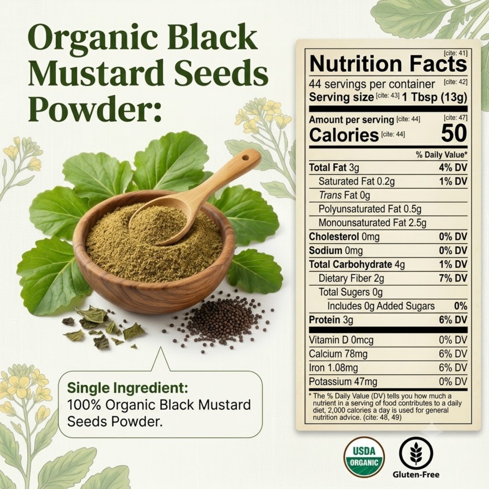 Spicy Organic Black Mustard Powder 16 oz | USDA Organic