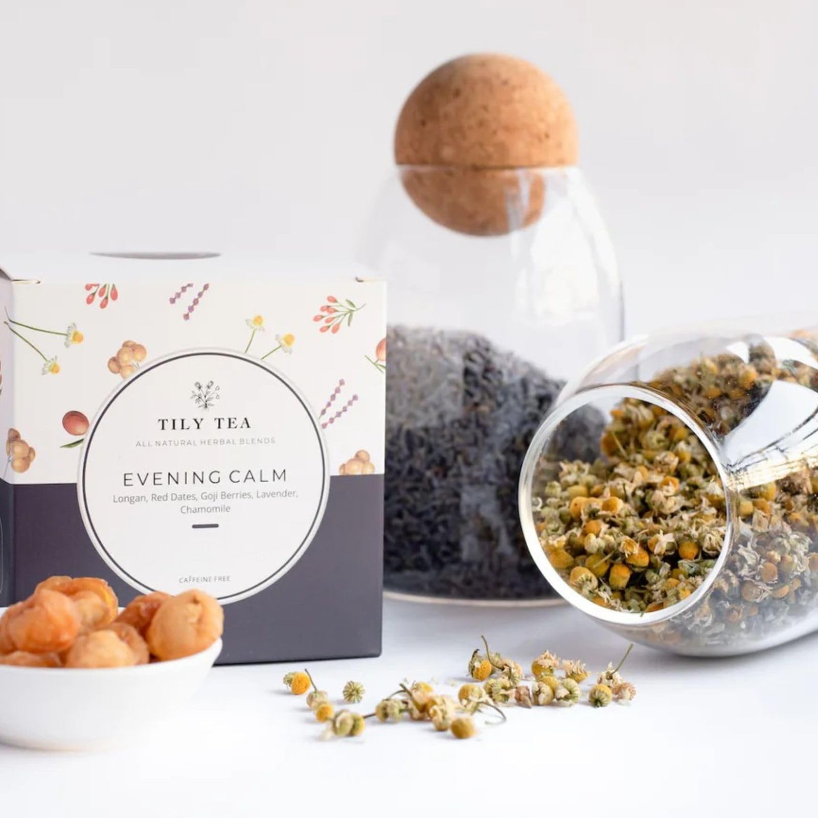 Evening Calm Herbal Tea – Nighttime Tea with Chamomile and Lavender – Caffein…