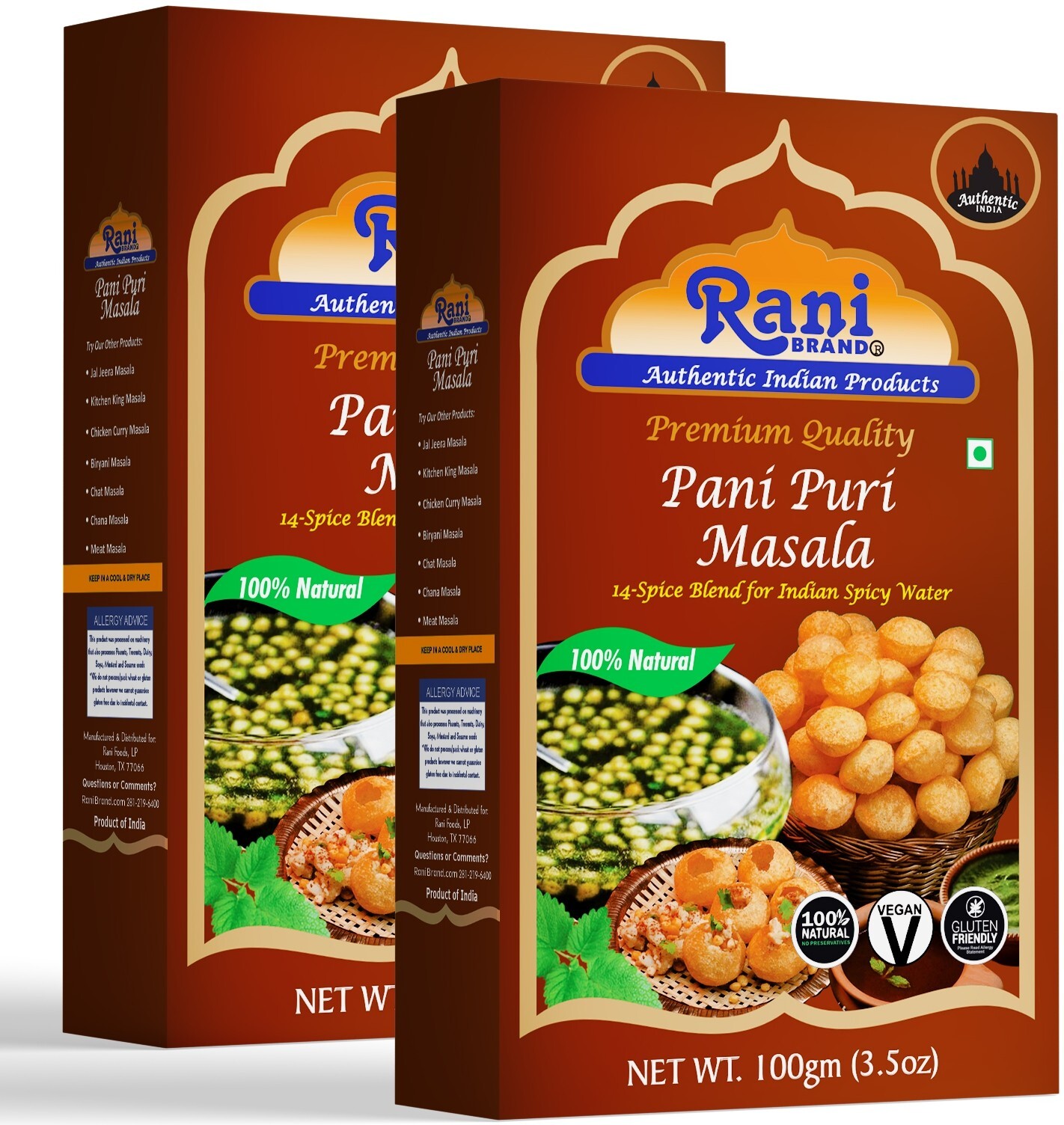 Rani Pani Puri Masala (14-Spice Blend for Indian Spicy Water) 3.5oz (100g)