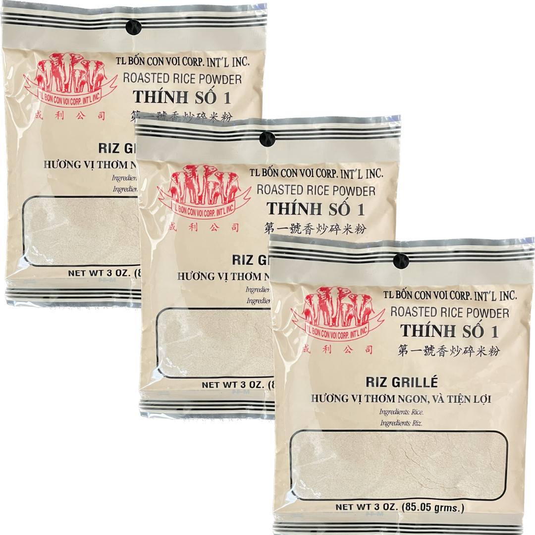 3 Packs – 3oz TL Bon Con Voi Roasted Rice Powder Thinh So 1 – Product of USA