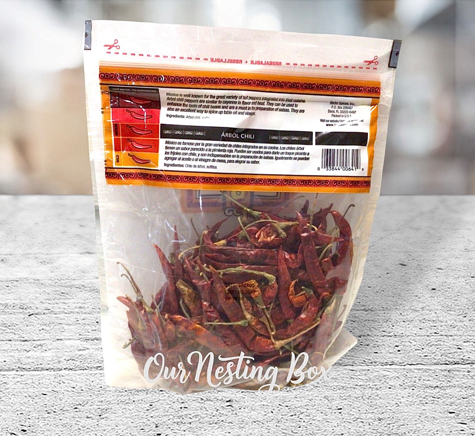 Badia Arbol Chili Dehydrated Whole Peppers 3.oz Each