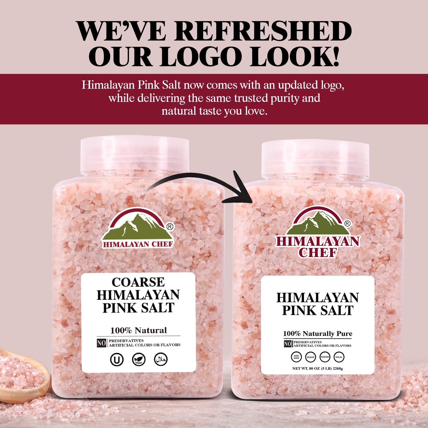 Pink Himalayan Salt Coarse Grain, 5 lbs Plastic Jar – Pure, Natural, Kosher, …