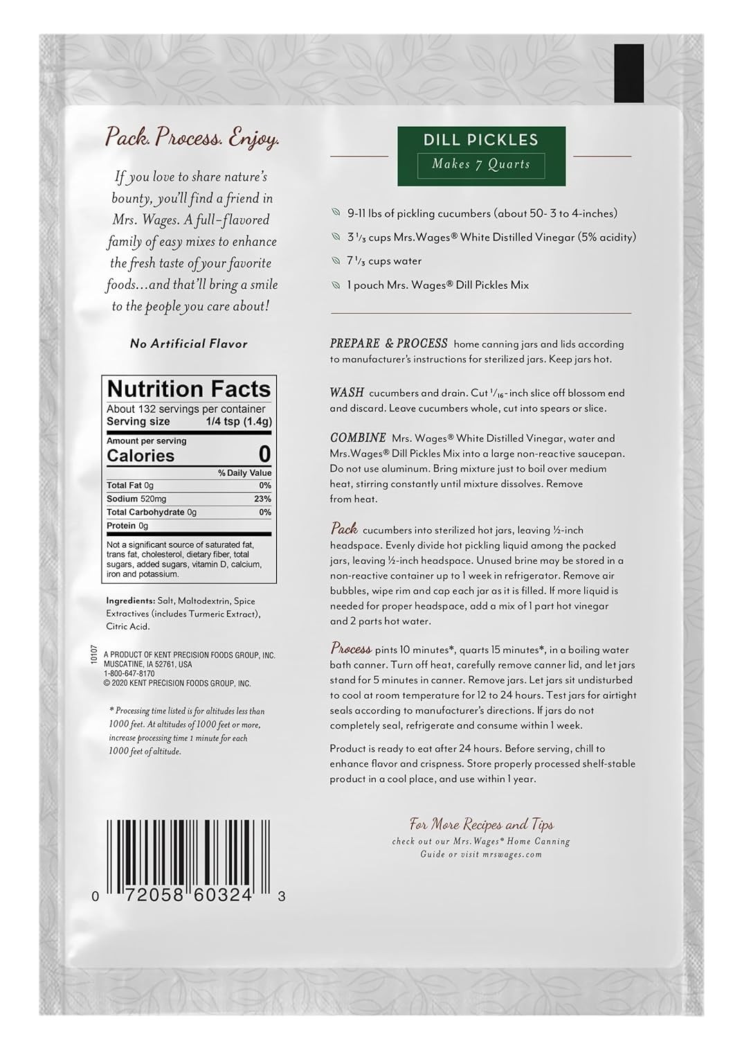 Pack of 2 – Mrs. Wages Dill Pickle Mix | Easy-To-Use | Simple Homemade Mild
