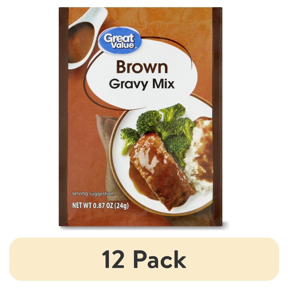 Pack of 12 Brown Gravy Mix Seasoning Powder 0.87 oz Each