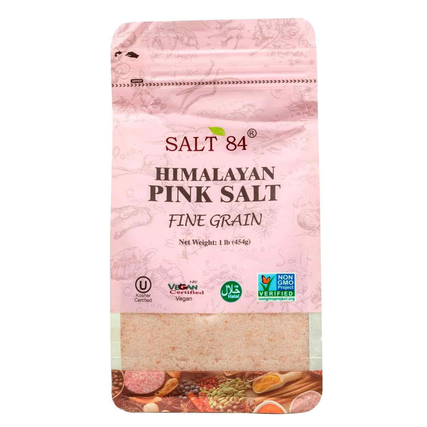 Himalayan Pink Salt Fine Grain Salt 84-Kosher Certified NON GMO Vegan 2 Bags=2lb
