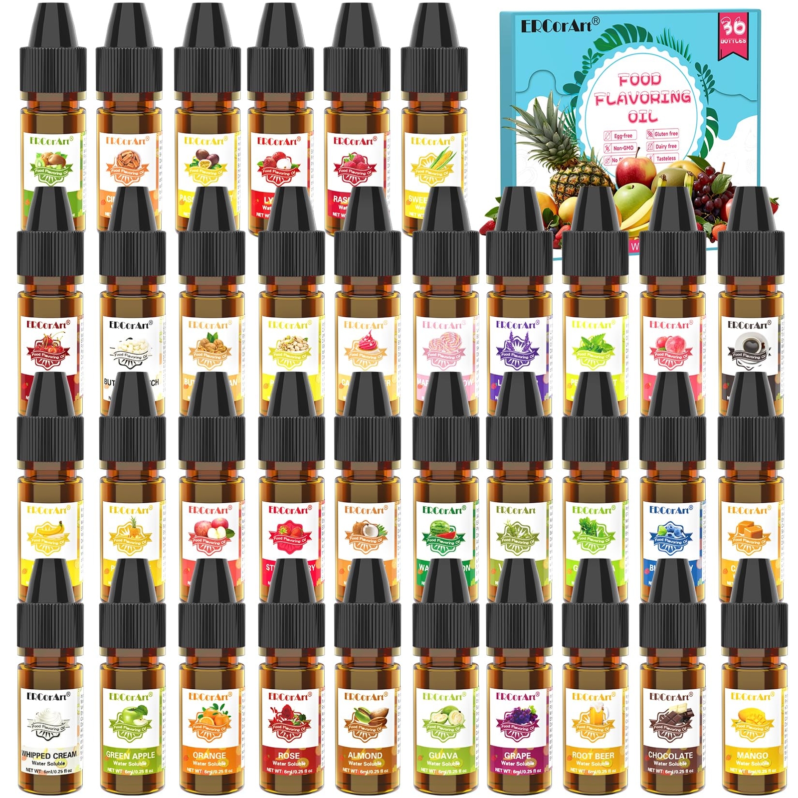 Food Flavoring Oil – Concentrated Candy Flavors, 36 Liquid Lip Gloss Flavorin…