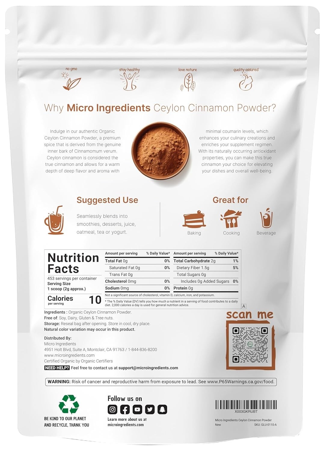 Additive-Free Ceylon Cinnamon Powder, 2 lb