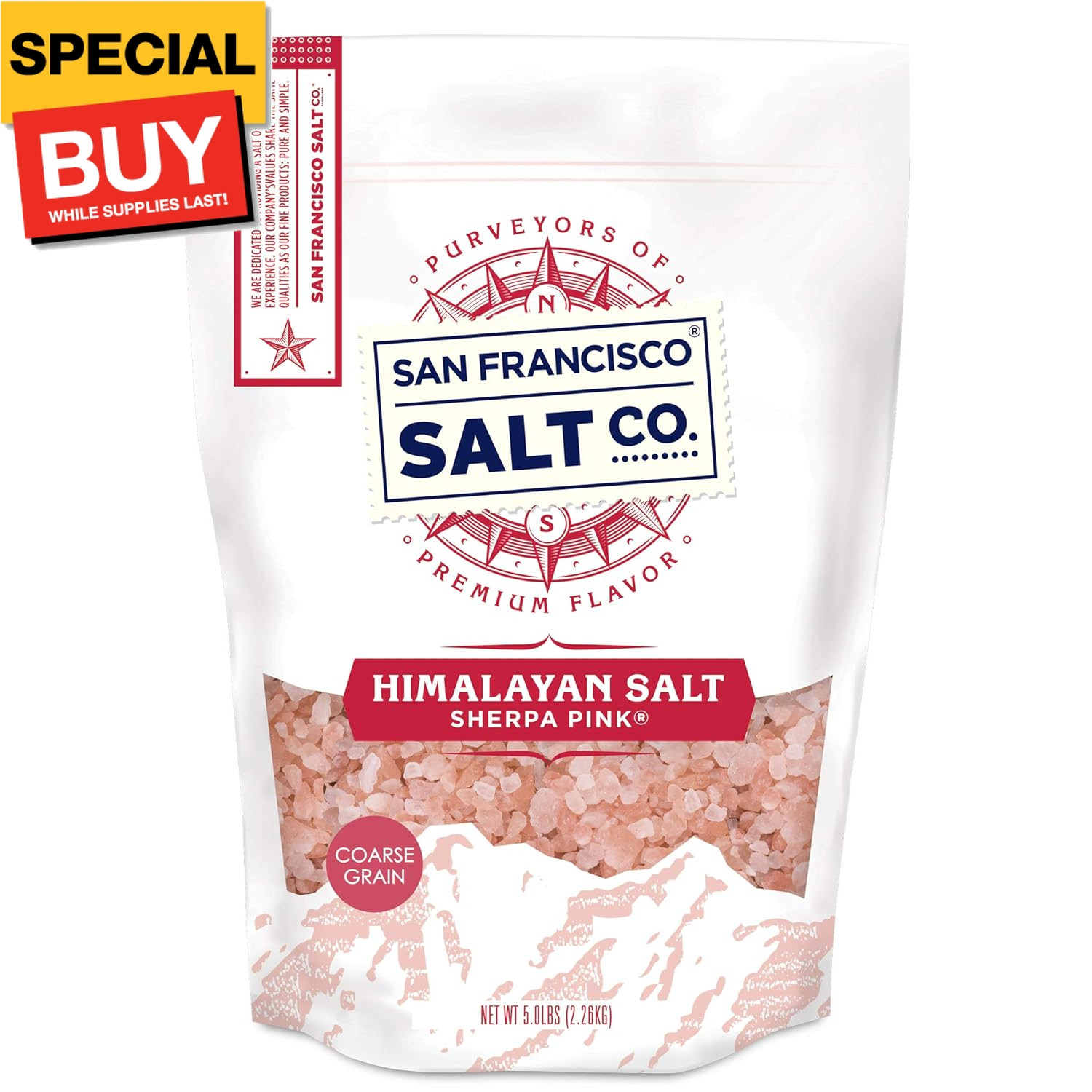Himalayan Salt – 5 lb. Bag Coarse Grain – For Grinders and Salt Mills