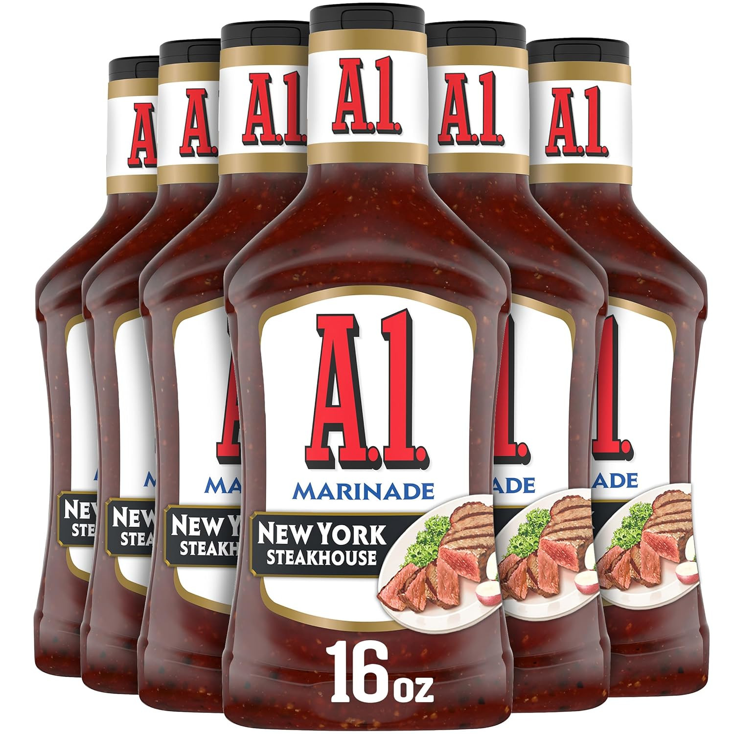 A1 New York Steakhouse Marinade 6 Pack 16 Oz Bottles Bold Flavor for Meats