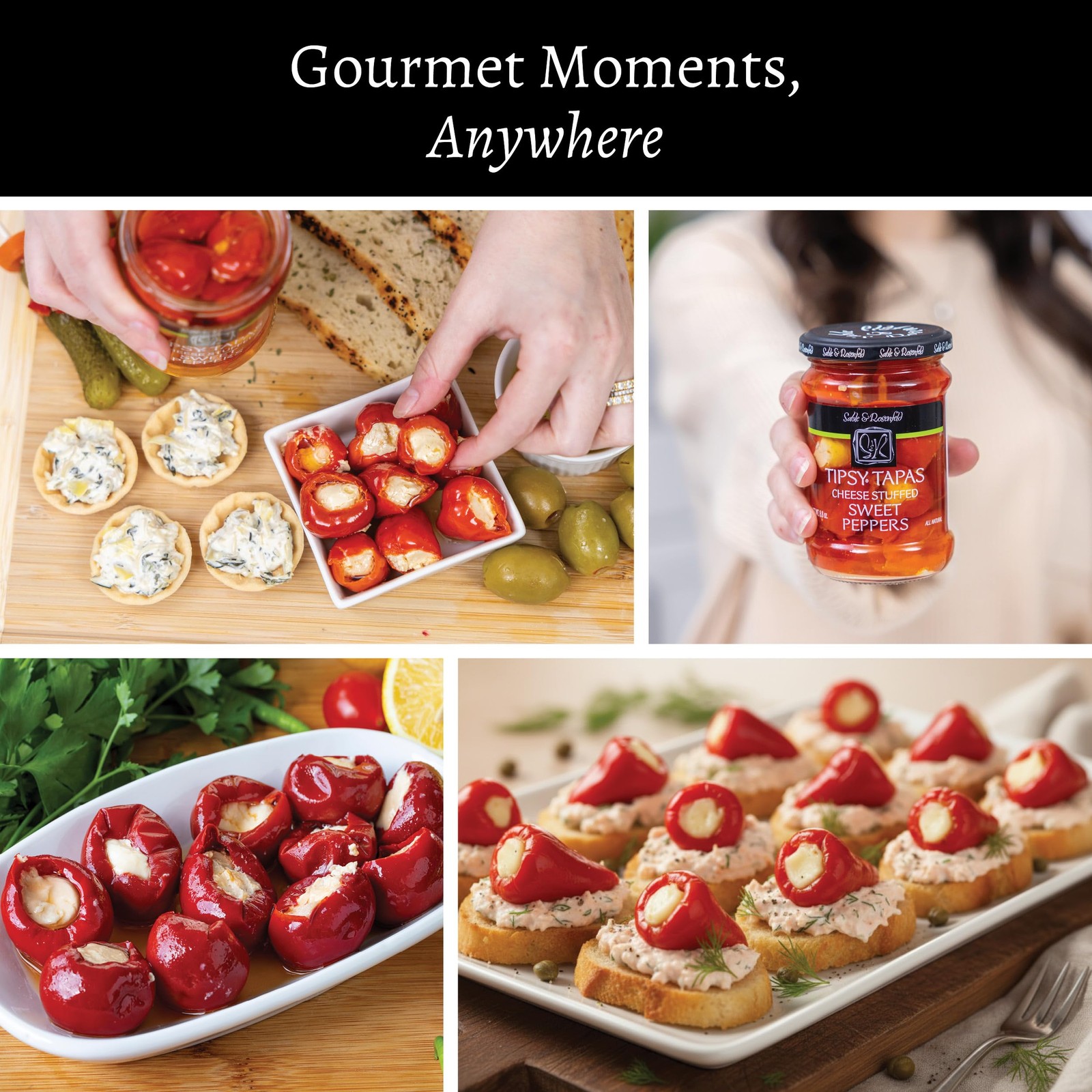 Tipsy Tapas Cheese Stuffed Sweet Peppers in a Jar 8.8 oz (Pack of 1), Hand-St…