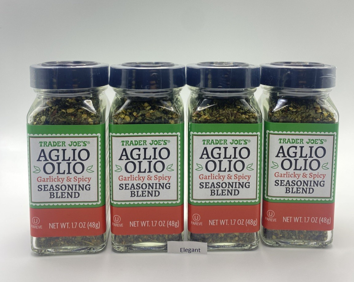 4 Pack Trader Joe’s Aglio Olio Garlicky & Spicy Seasoning Blend 1.7 Oz Each