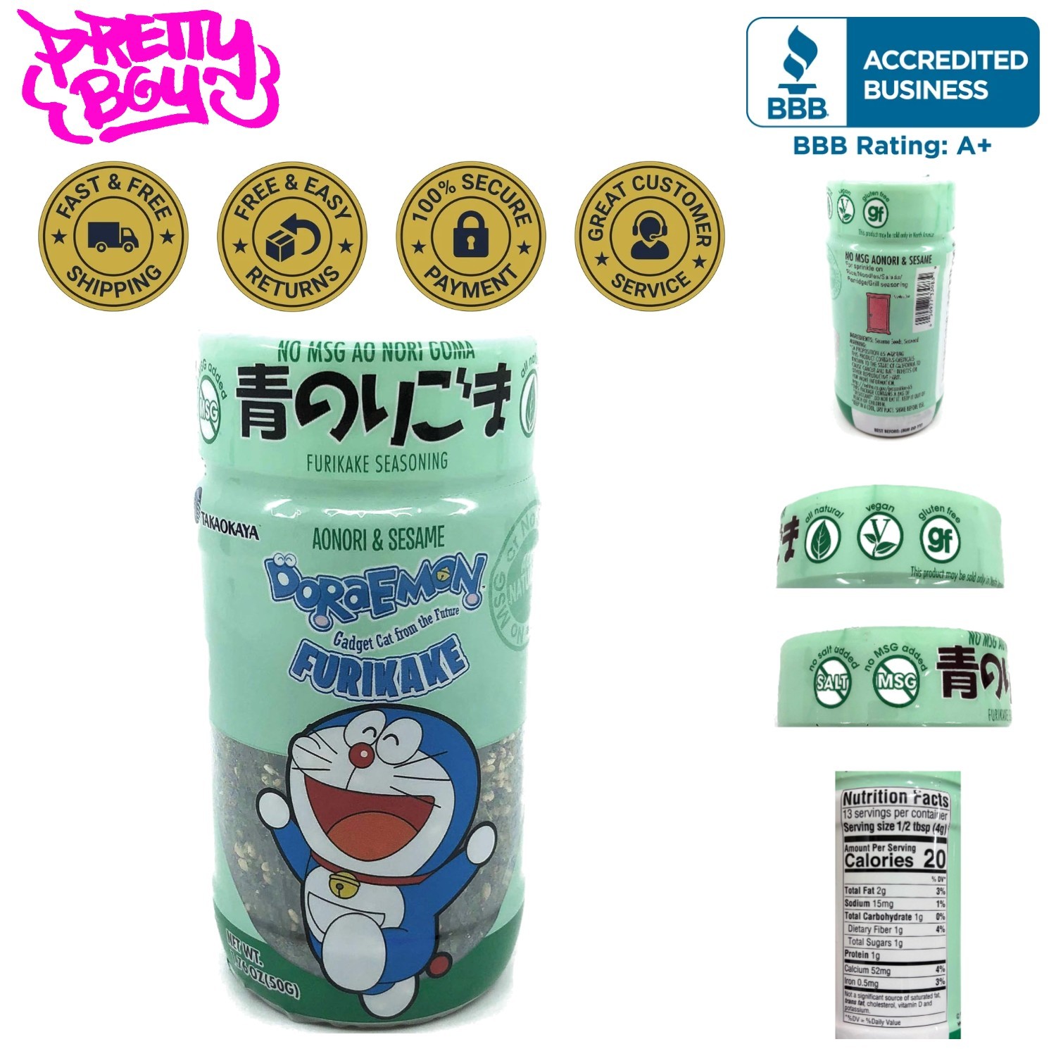 No MSG AoNori Goma Furikake Rice Topping – & Gluten-Free Delight, 1.76 Oz