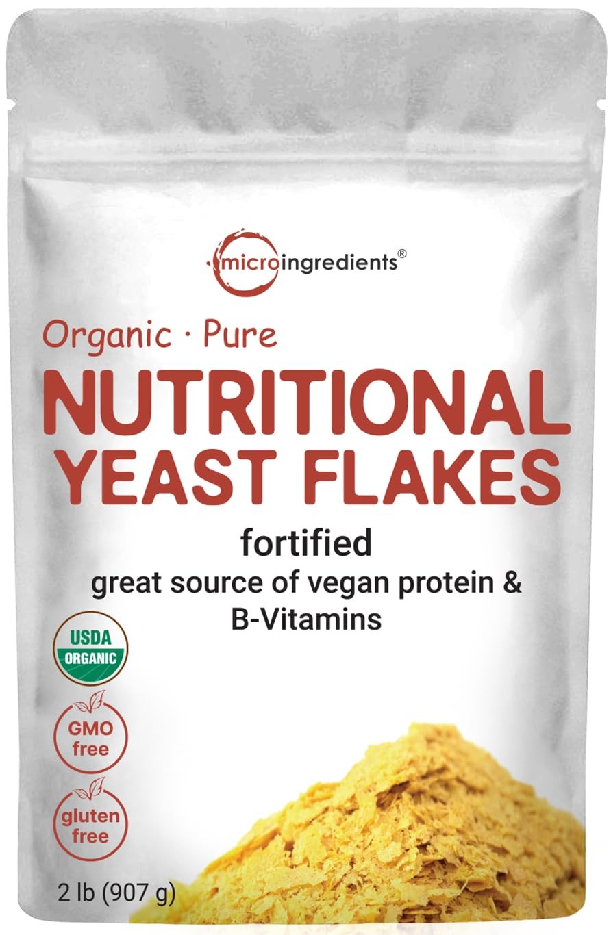 Organic Fortified Nutritional Yeast Flakes, 2lb (32oz) | Rich in Vegan Protei…