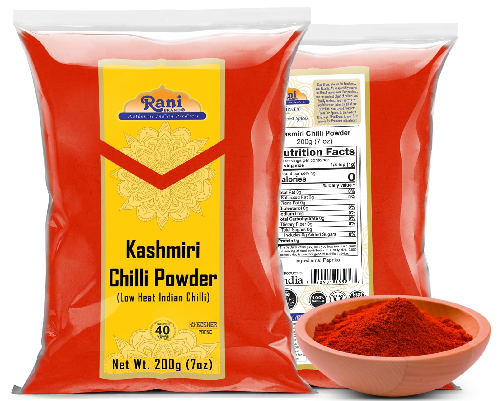 Rani Kashmiri Chilli Powder (Deggi Mirch, Low Heat) Ground Indian Spice 7oz